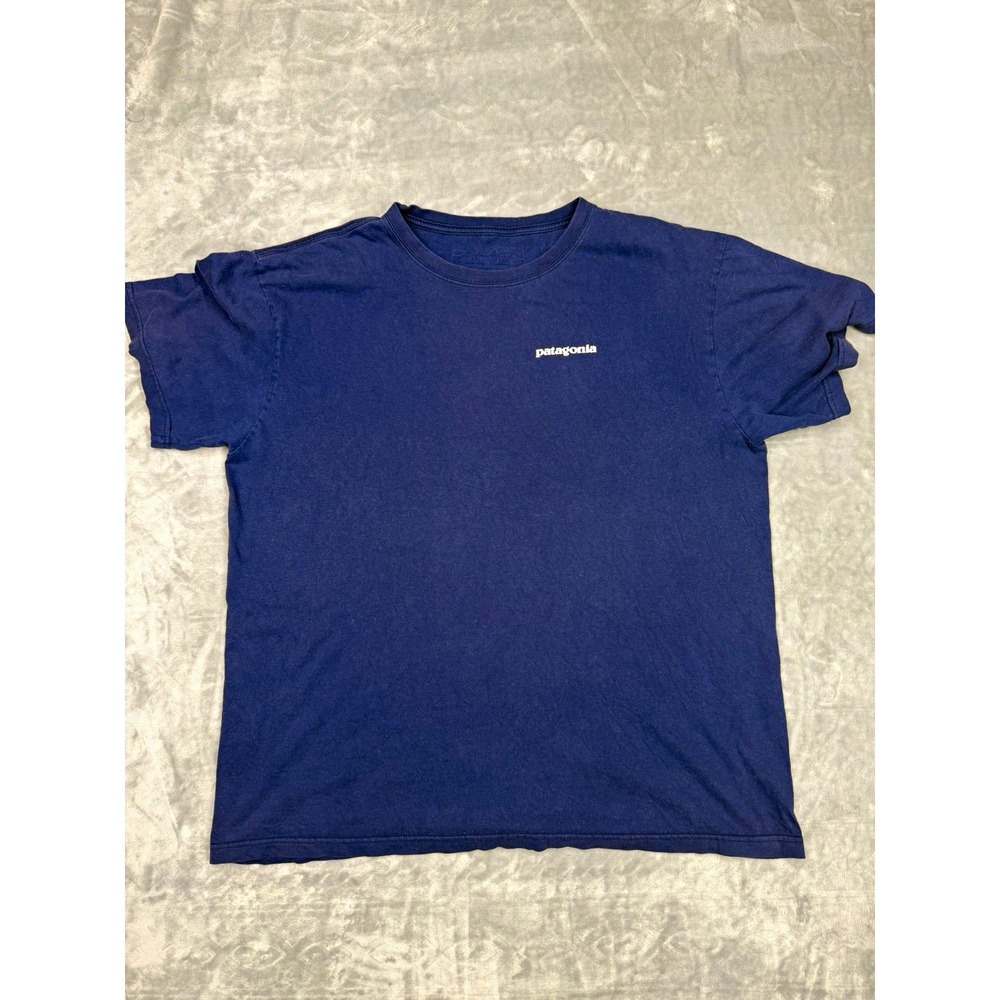Patagonia Men's L Blue 100% Cotton Crew Neck Short Sleeve Logo Graphic T-Shirt